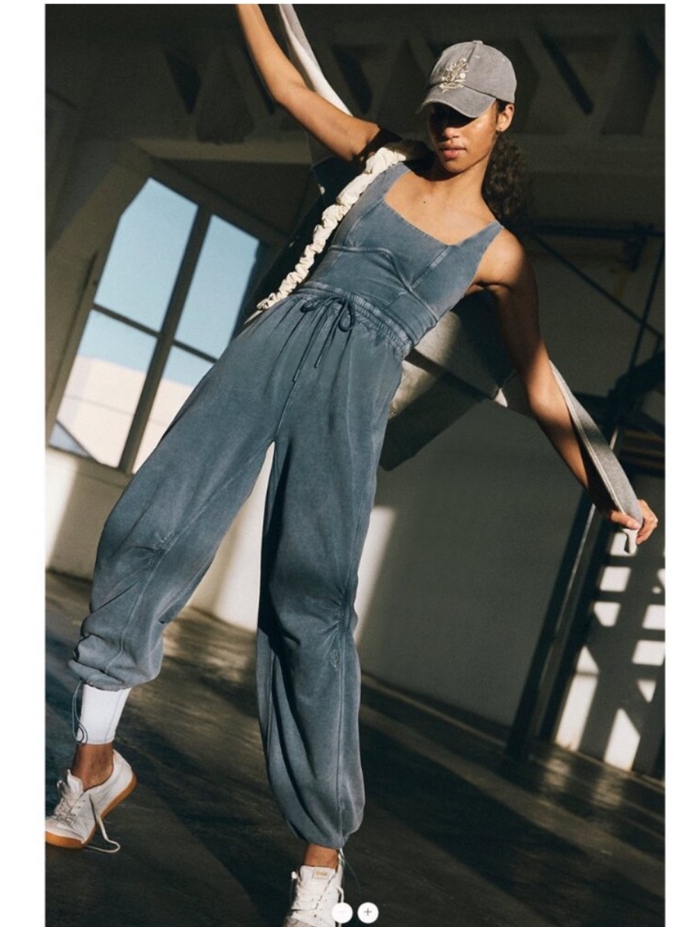 Free people Women’s Slate Blue Tank Jumpsuit with Drawstring Waist